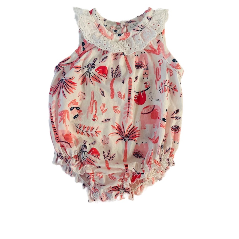 💖5/$25 SALE💖 0-3M Little Beginnings Baby Girl Elephant Print Collared Onesie